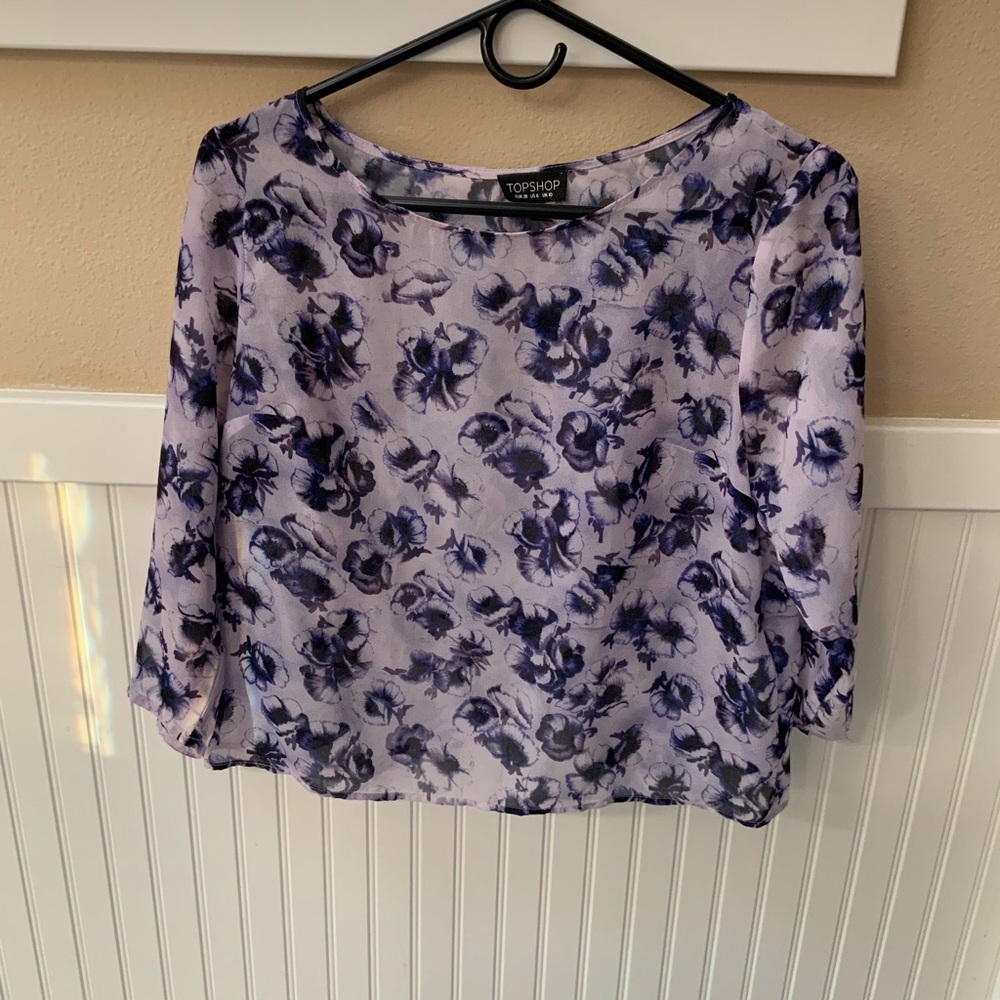 Topshop Sheer Floral Top